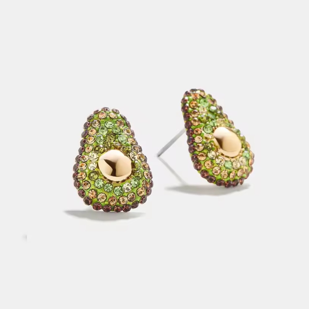 Green Gold Avocado Stud Earrings
